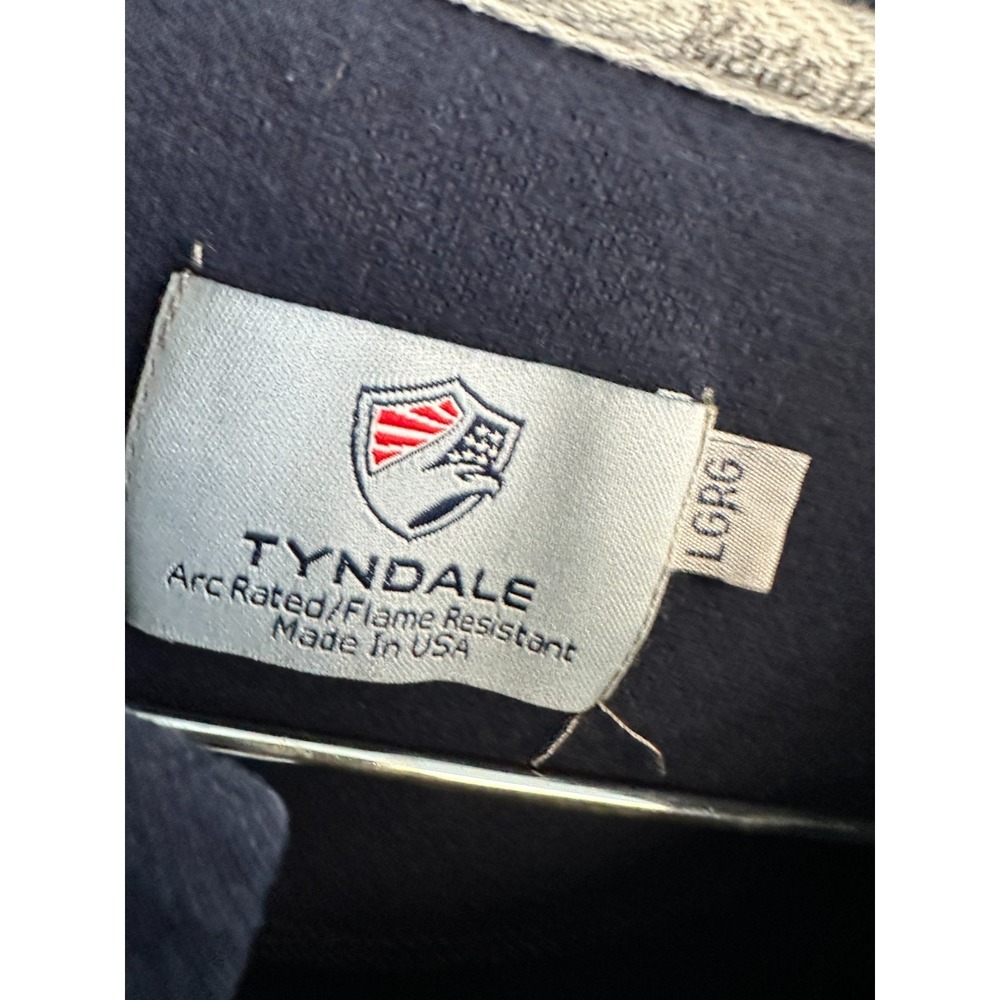 Tyndale FR Mens L Henley 10 CAL / CAT 2 Flame Resistant Navy Blue Long Sleeve - Picture 2 of 7